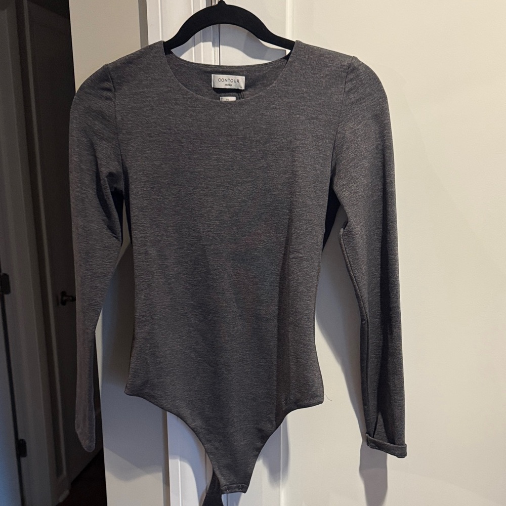 Aritzia Contour Crew Neck Bodysuit in Heather Charcoal